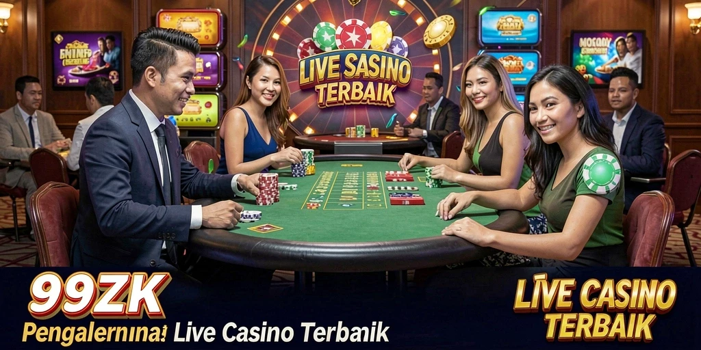 Screenshot gameplay Live Casino di 99ZK dengan dealer profesional.