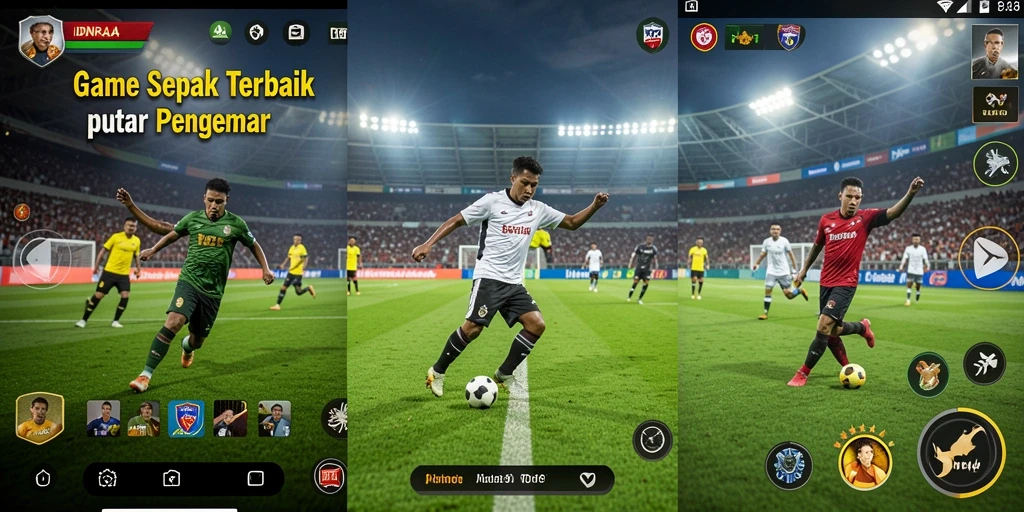Tampilan gameplay menarik dari IDNRAJA dengan aksi sepak bola yang seru.