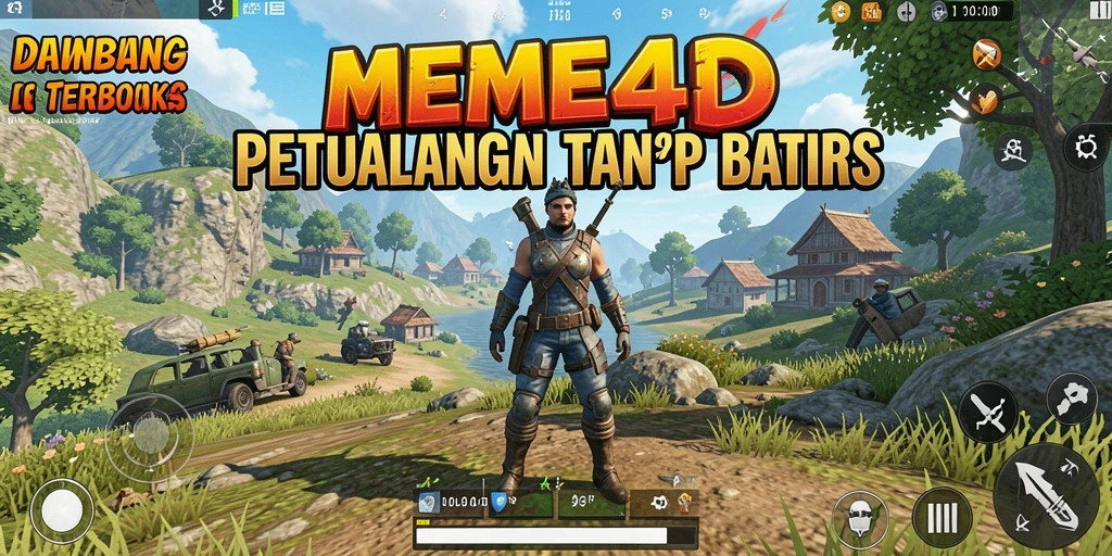 Screenshot permainan MEME4D menunjukkan dunia terbuka yang mengesankan dan interaktif.