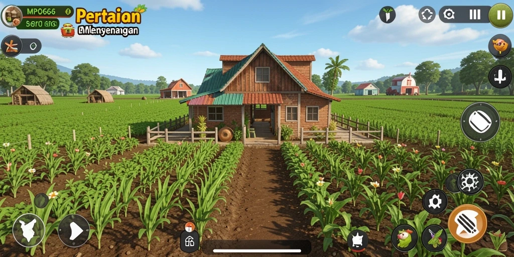 Screenshot utama MPO666 menampilkan petani yang sedang memanen hasil pertaniannya.