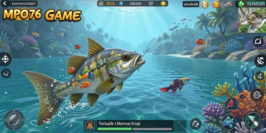 Tampilan gameplay MPO76 yang menampilkan aksi memancing seru.