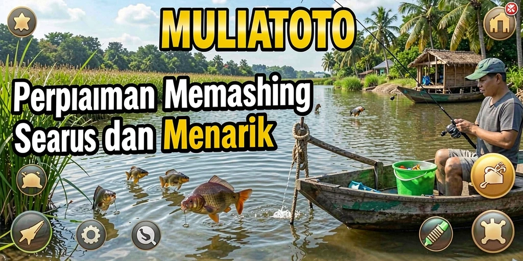 Screenshot gameplay <strong>MULIATOTO</strong> menampilkan aksi memancing yang menegangkan dan indah.