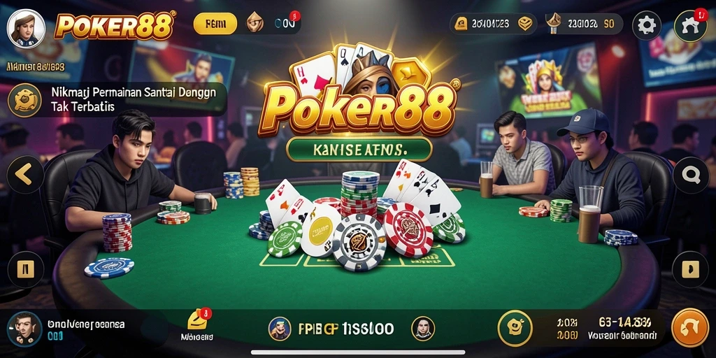 Screenshot gameplay POKER88 menunjukkan aksi seru dalam permainan poker.