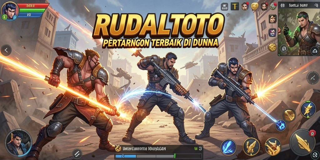 Tampilan screenshot RUDALTOTO menampilkan aksi pertempuran seru dalam mode Battle Royale.
