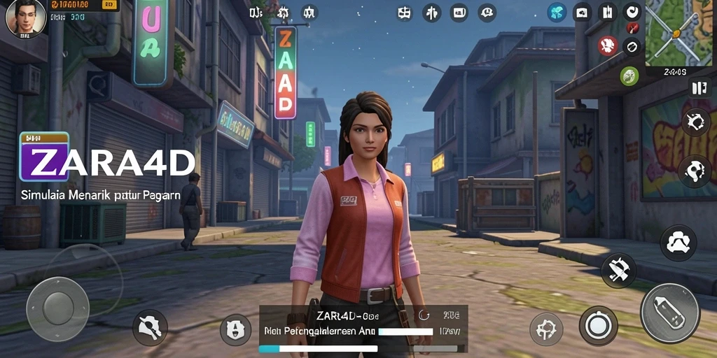 Screenshot gameplay ZARA4D menunjukkan misi interaktif yang seru.